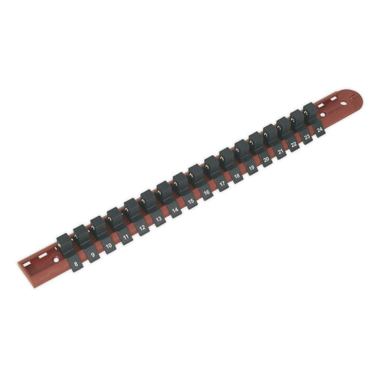 Sealey AK1217 Sealey AK1217 Socket Retaining Rail with 17 Clips 1/2"Sq Drive