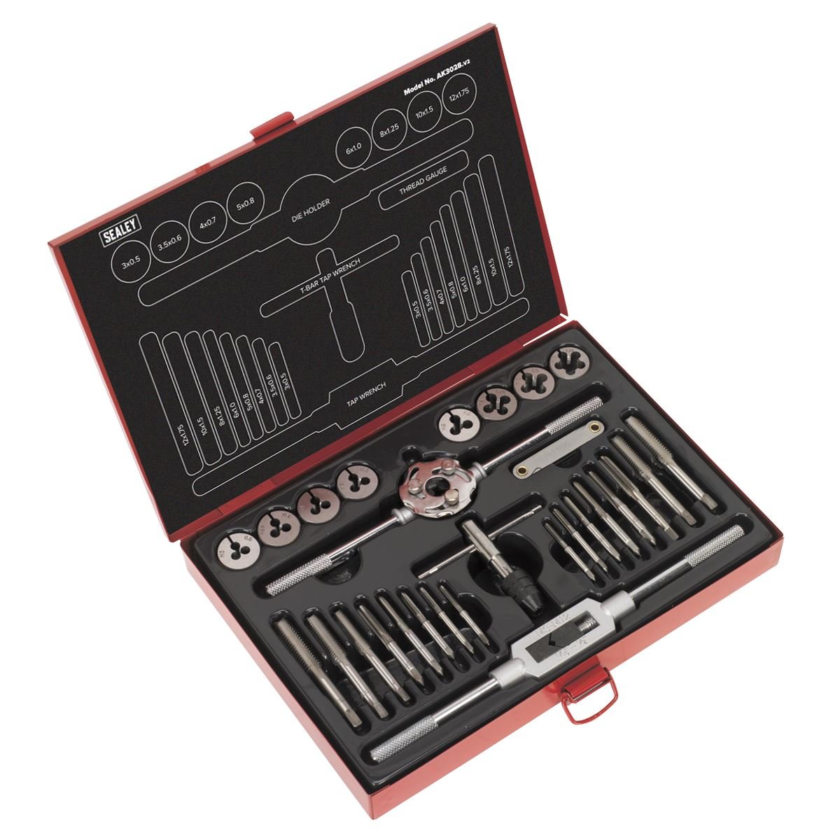 Sealey AK3028 Tap & Die Set 28pc Split Dies Metric