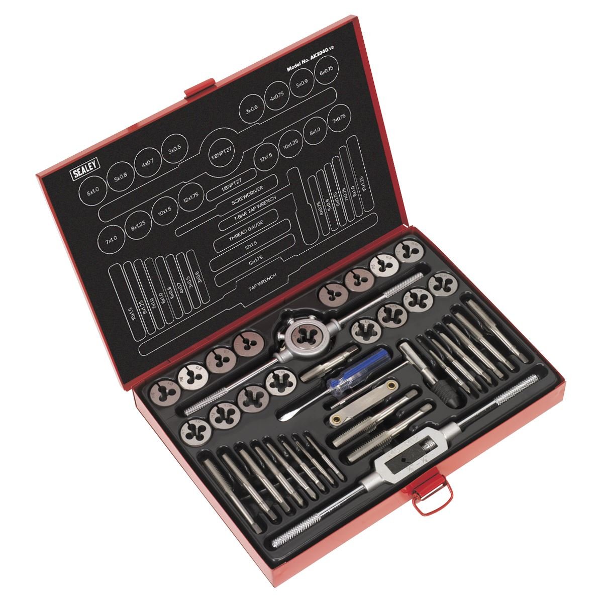 Sealey AK3040 Tap & Die Set 40pc Split Dies Metric