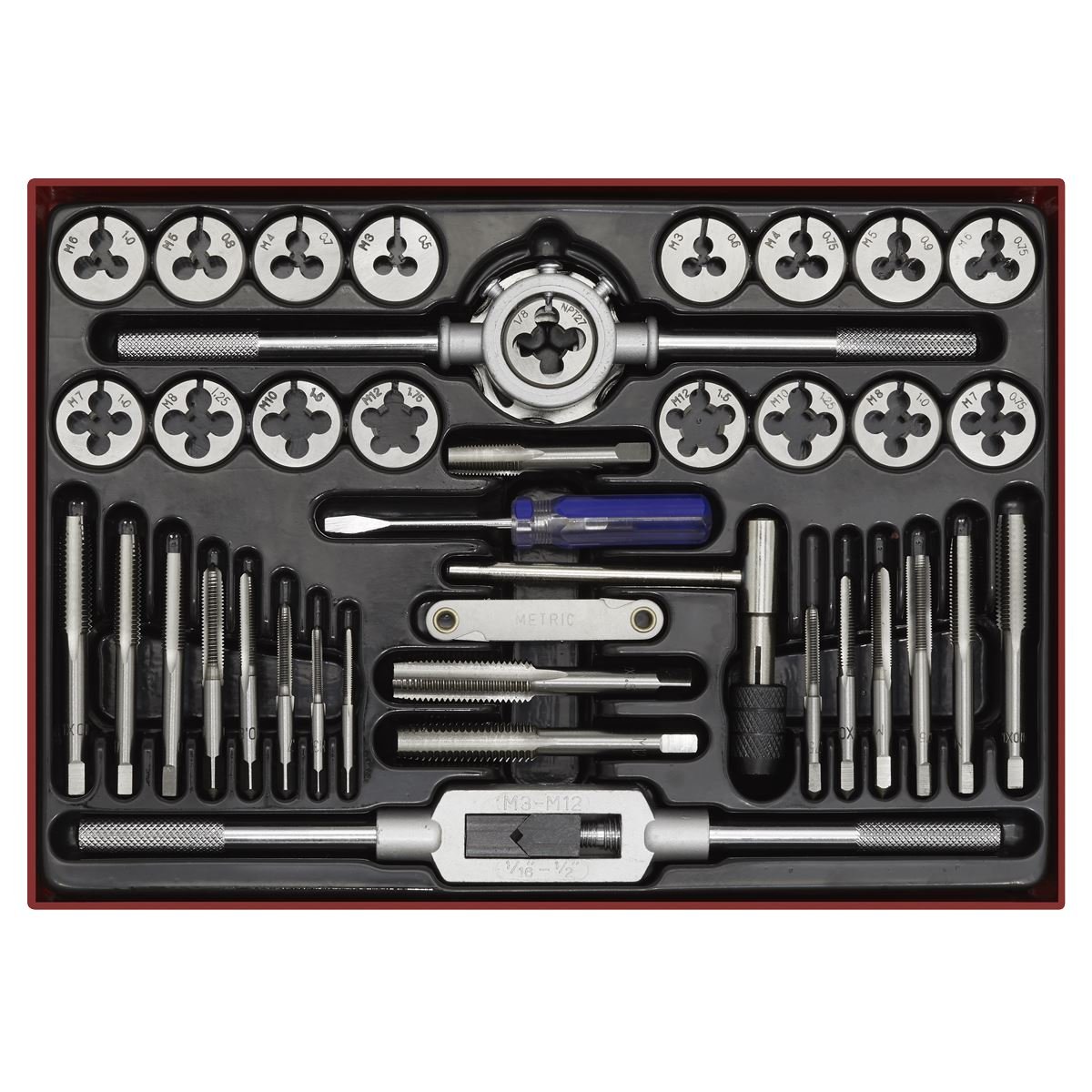 Sealey AK3040 Tap & Die Set 40pc Split Dies Metric