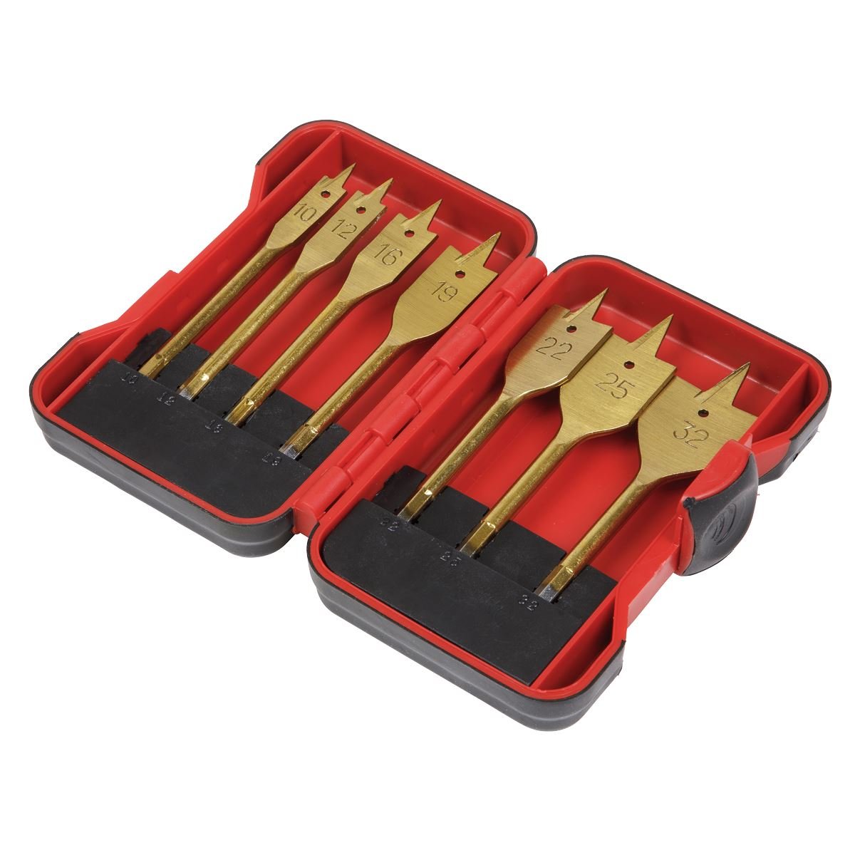 Sealey AK3707FW Flat Wood Drill Bit Set 7pc Titanium Coated