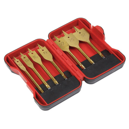 Sealey AK3707FW Flat Wood Drill Bit Set 7pc Titanium Coated