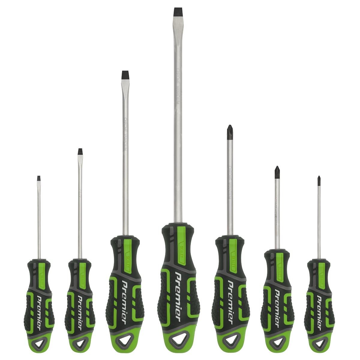 Sealey AK4321HV Screwdriver Set 7pc GripMAX® - Hi - Vis Green