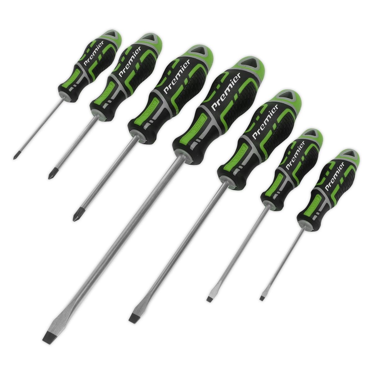 Sealey AK4321HV Screwdriver Set 7pc GripMAX® - Hi - Vis Green