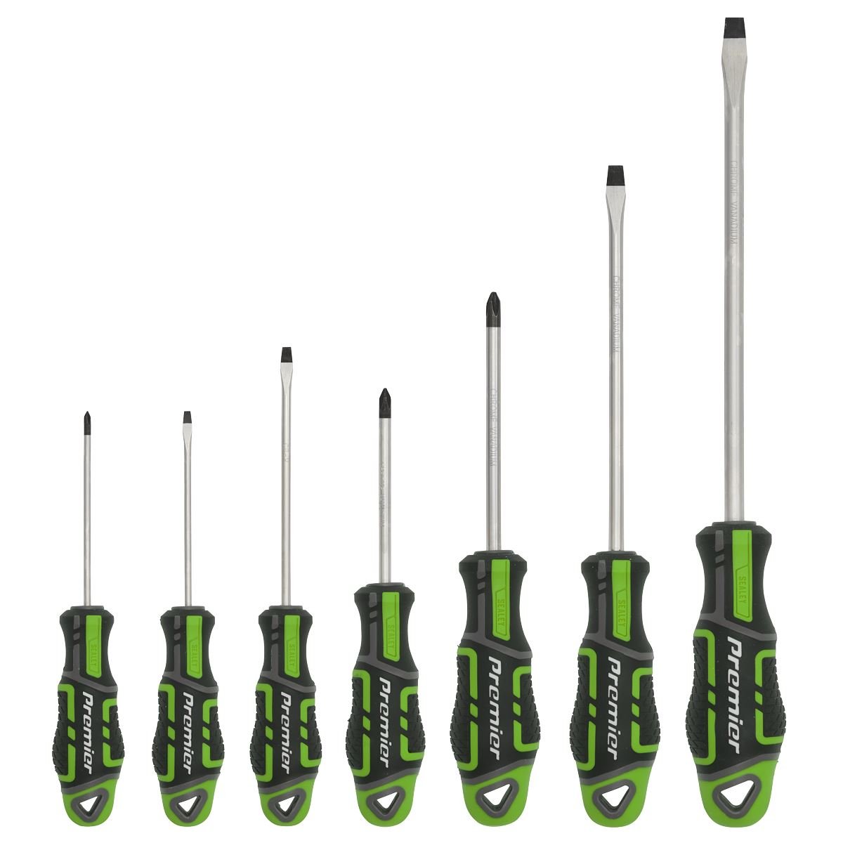 Sealey AK4321HV Screwdriver Set 7pc GripMAX® - Hi - Vis Green