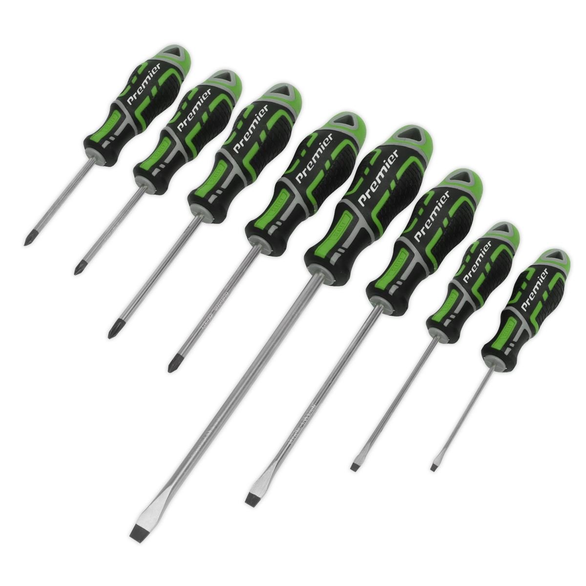 Sealey AK4322HV Screwdriver Set 8pc GripMAX® - Hi - Vis Green