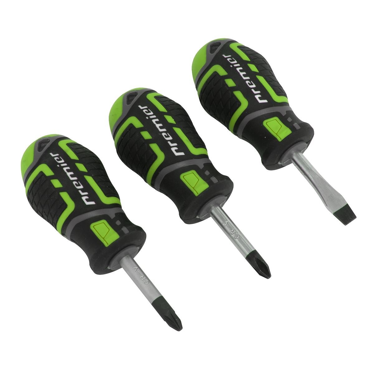 Sealey AK4328HV Screwdriver Set 3pc GripMAX® Stubby - Hi Vis