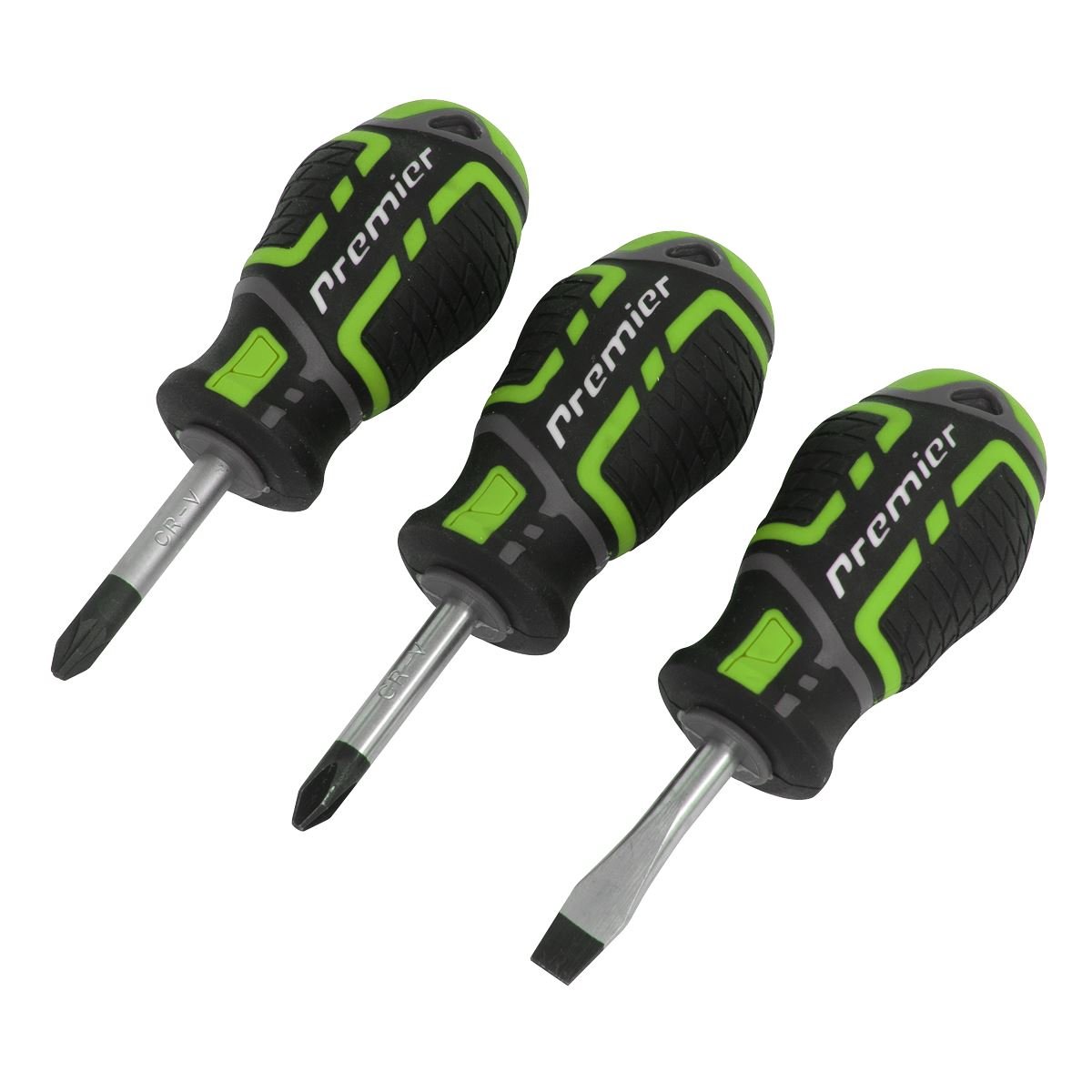 Sealey AK4328HV Screwdriver Set 3pc GripMAX® Stubby - Hi Vis