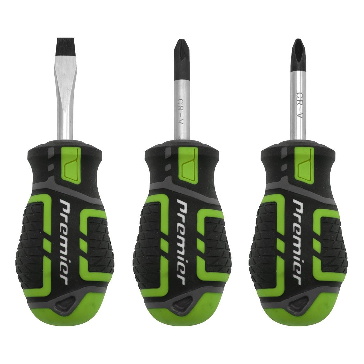 Sealey AK4328HV Screwdriver Set 3pc GripMAX® Stubby - Hi Vis