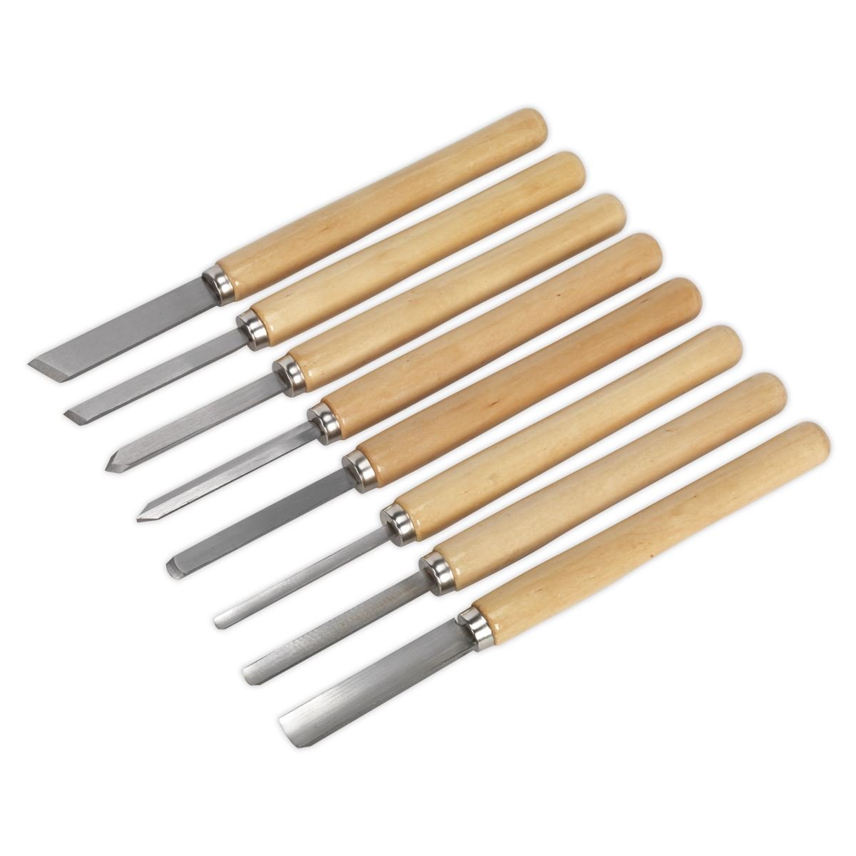 Sealey AK60/8 Wood Turning Chisel Set 8pc-McCormickTools