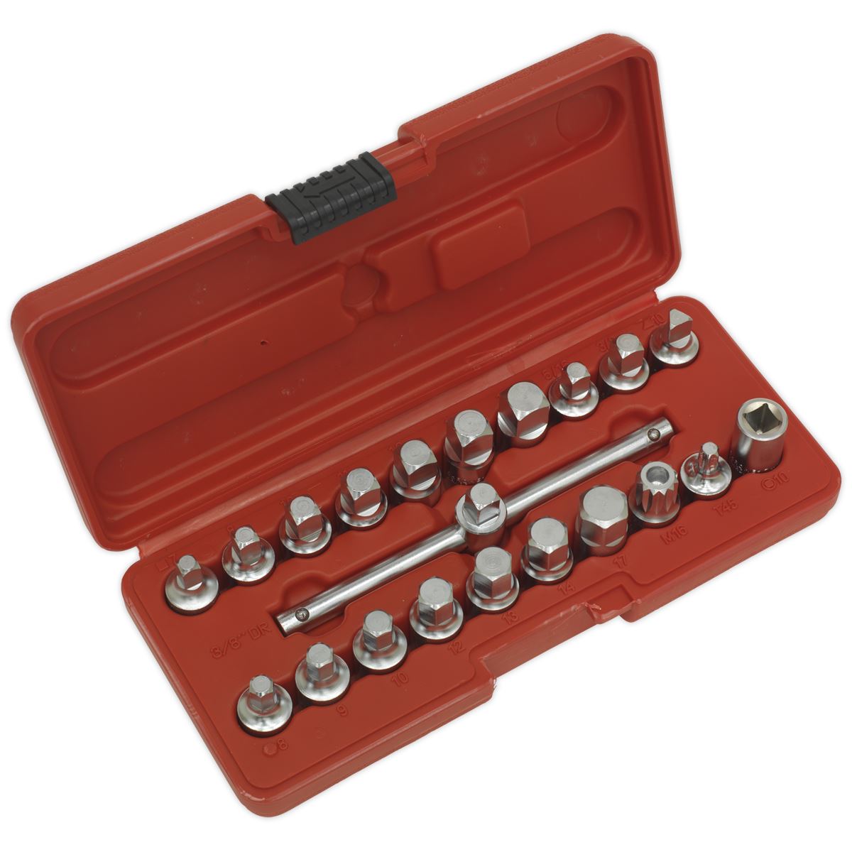 Sealey AK6586 Sealey AK6586 Oil Drain Plug Key Set 21pc 3/8"Sq Drive