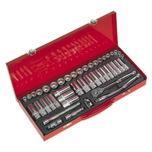 Sealey AK692 Socket Set 45pc 3/8"Sq Drive 6pt WallDrive® - Metric/Imperial-McCormickTools