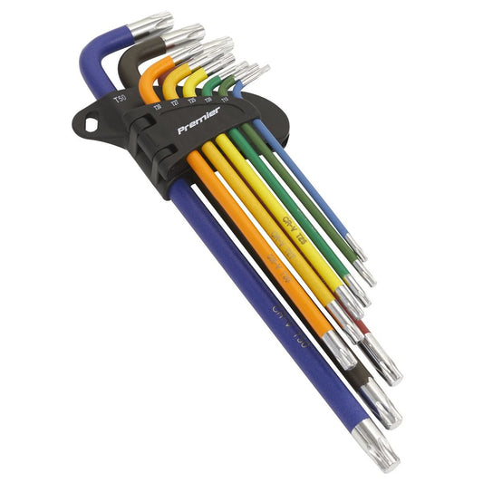 Sealey AK7194 TRX-Star* Key Set 9pc Colour-Coded Extra-Long-McCormickTools