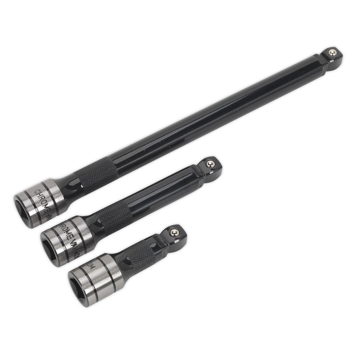 Sealey AK7692 Sealey AK7692 Wobble/Rigid Extension Bar Set 3pc 1/2"Sq Drive - Premier Black