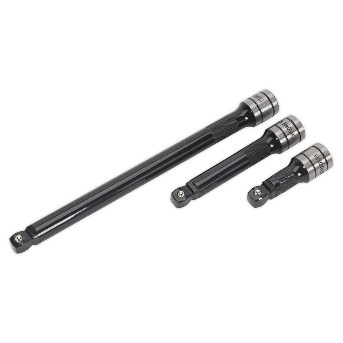 Sealey AK7692 Sealey AK7692 Wobble/Rigid Extension Bar Set 3pc 1/2"Sq Drive - Premier Black