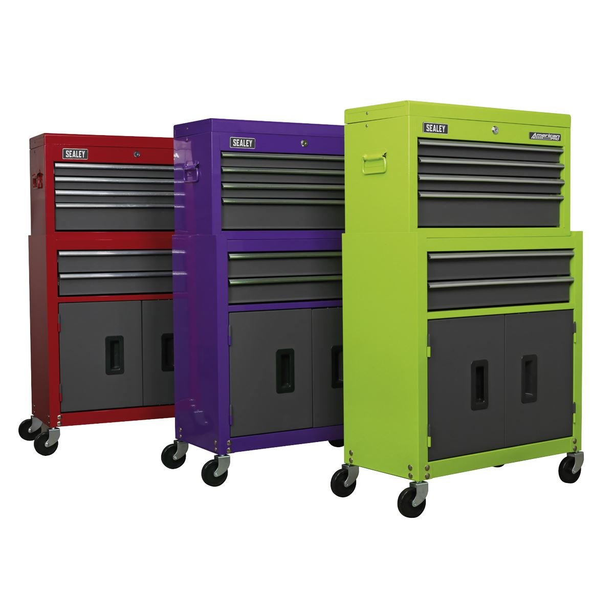 Sealey AP2200BBCP Topchest & Rollcab Combination 6 Drawer with Ball-Bearing Slides - Purple/Grey-McCormickTools