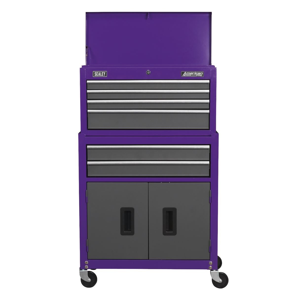 Sealey AP2200BBCP Topchest & Rollcab Combination 6 Drawer with Ball-Bearing Slides - Purple/Grey-McCormickTools