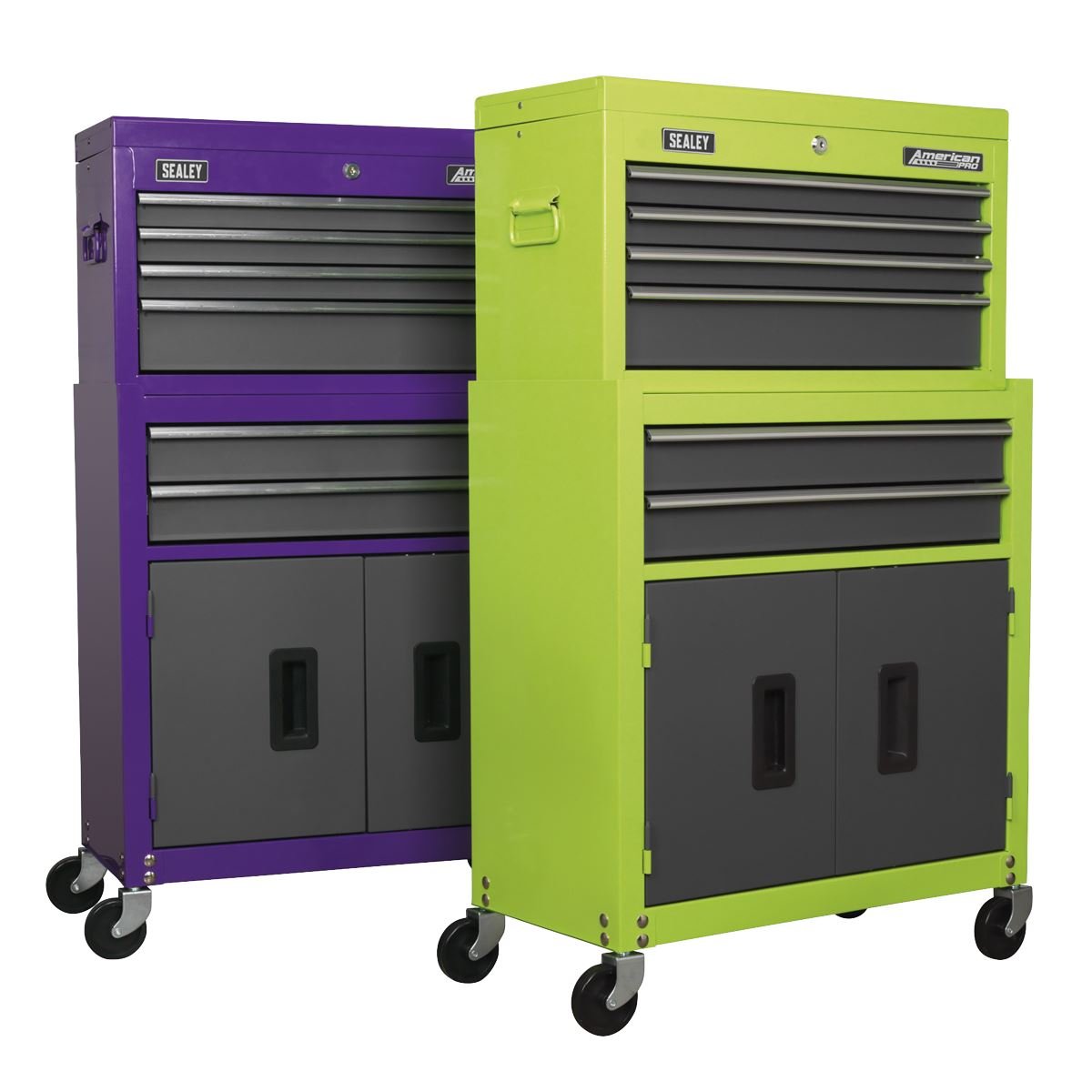 Sealey AP2200BBCP Topchest & Rollcab Combination 6 Drawer with Ball-Bearing Slides - Purple/Grey-McCormickTools