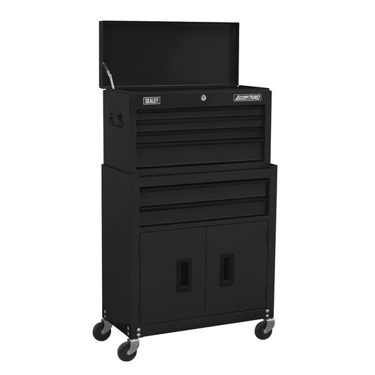 Sealey AP22BK Topchest & Rollcab Combination 6 Drawer with Ball-Bearing Slides - Black-McCormickTools