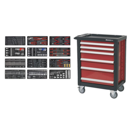 Sealey AP2406TBTC01 Rollcab 6 Drawer with Ball-Bearing Slides & 298pc Tool Kit-McCormickTools