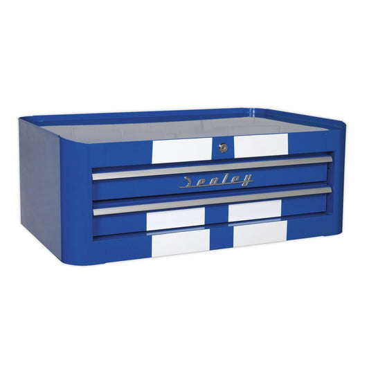 Sealey AP28102BWS Sealey AP28102BWS Mid - Box Tool Chest 2 Drawer Retro Style - Blue with White Stripes