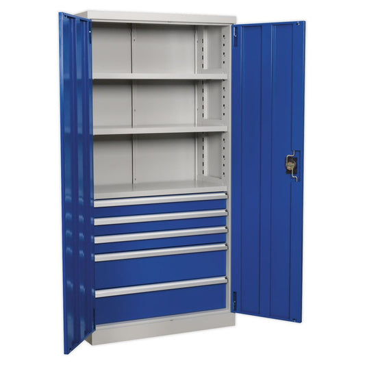 Sealey APICCOMBO5 Industrial Cabinet 5 Drawer 3 Shelf 1800mm