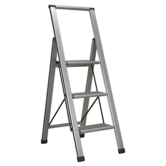 Sealey APSL3 Aluminium Professional Folding Step Ladder 3 - Step 150kg Capacity