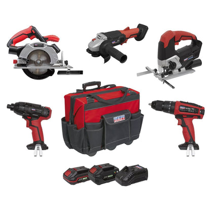 Sealey CP20VCOMBO13 Sealey CP20VCOMBO13 5 x 20V SV20 Series Cordless 5 Tool Combo Kit - 2 Batteries