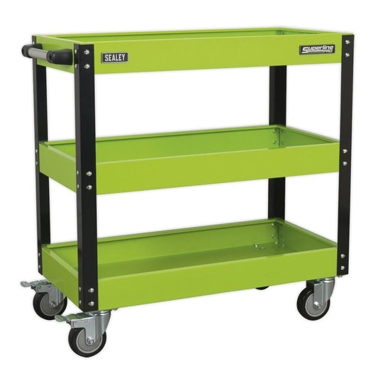 Sealey CX110HV Workshop Trolley 3 - Level Heavy - Duty - Hi - Vis Green