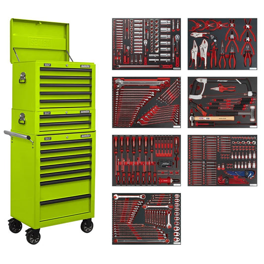 Sealey TBTPCOMBO7 Sealey TBTPCOMBO7 Superline PRO® Tool Chest Combination 14 Drawer with 446pc Tool Kit - Green