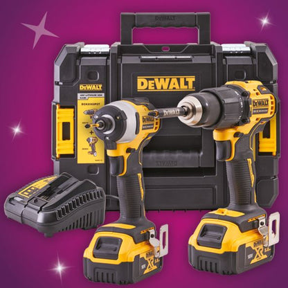 DEWALT 18V Combi & Impact Drill Twin Pack Kit With 2 x 5ah Batteries & Charger