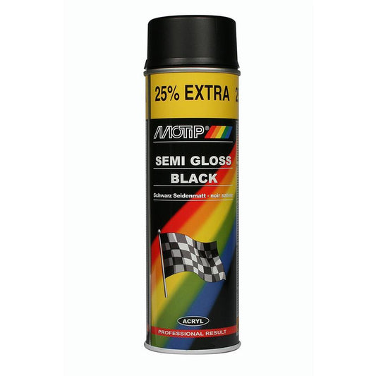 Motip Semi Gloss Black Spray Paint (Black Satin Matt) 500ml