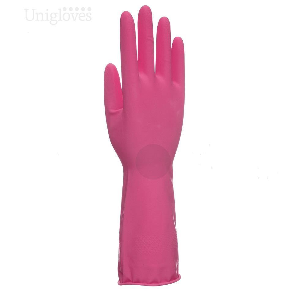 Unigloves Allsafe Pink Latex Household Rubber Gloves