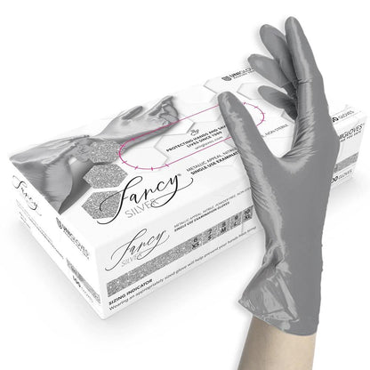 Box 100 Unigloves Fancy Silver Powder Free Disposable Gloves 752