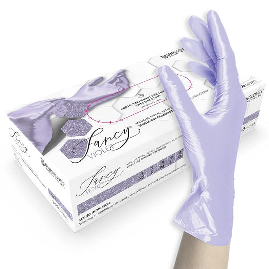 Box 100 Unigloves Fancy Violet Nitrile Powder Free Disposable Gloves 753