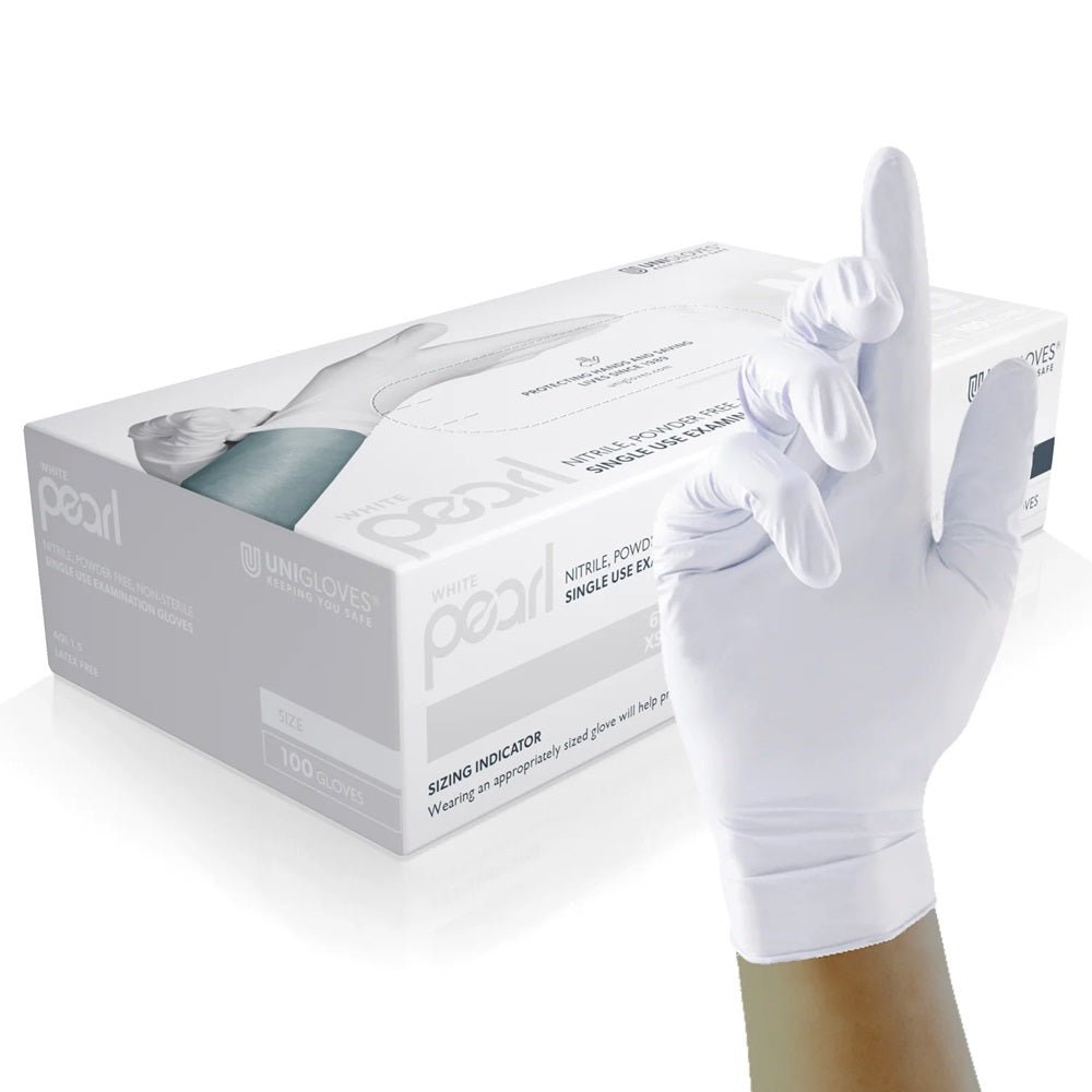 Box 100 Unigloves White Pearl Powder Free Disposable Gloves GP002