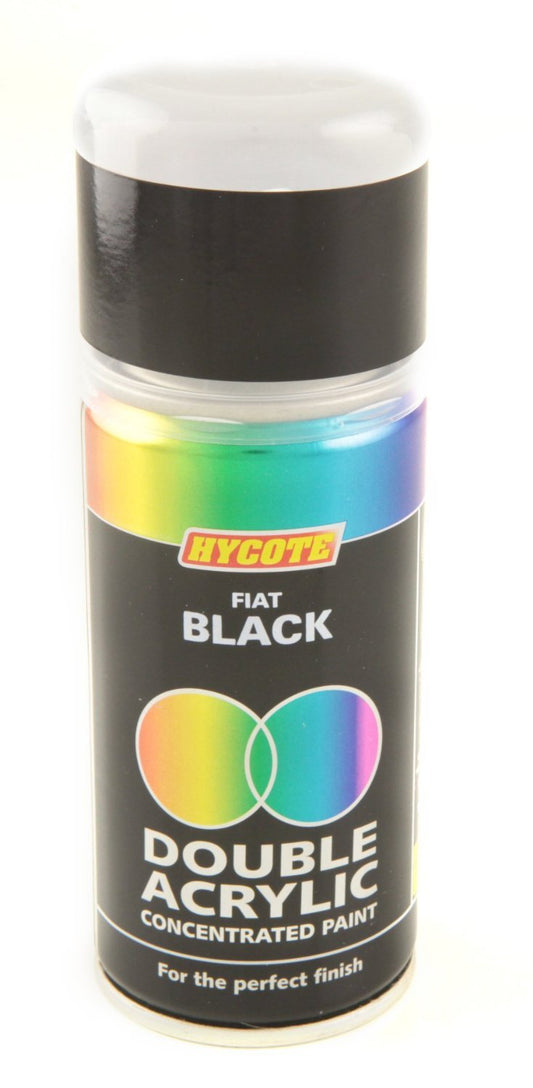 Hycote Fiat Black Double Acrylic Spray Paint 150Ml Xdft401