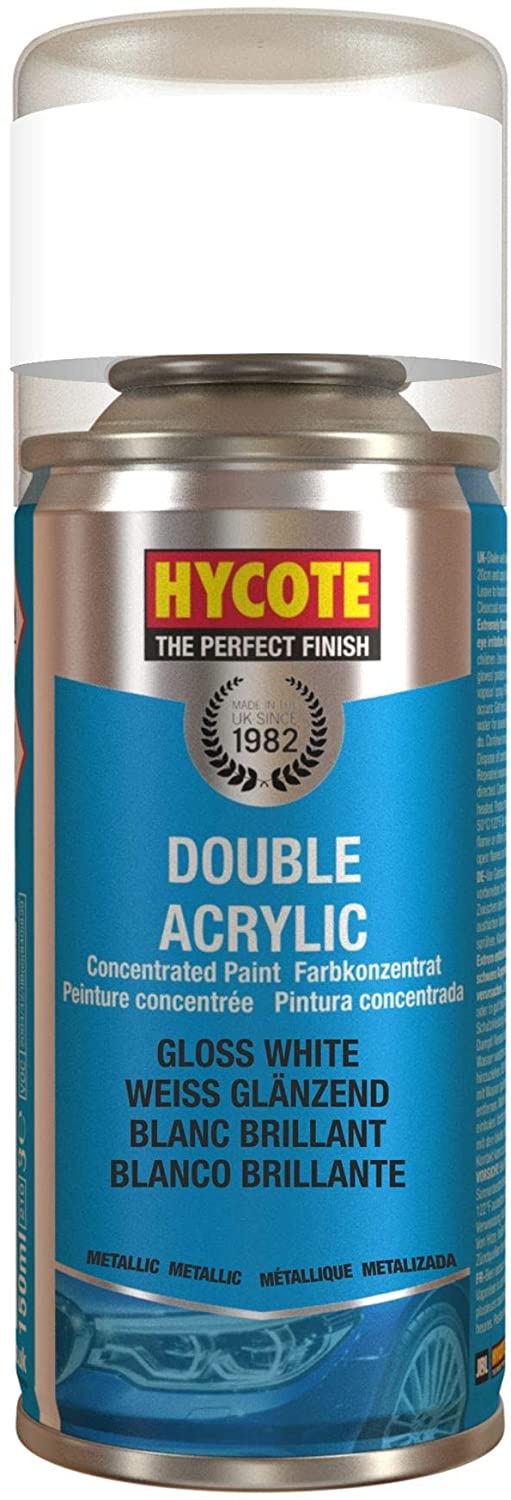 Hycote Gloss White Double Acrylic Spray Paint 150Ml Xdpb907