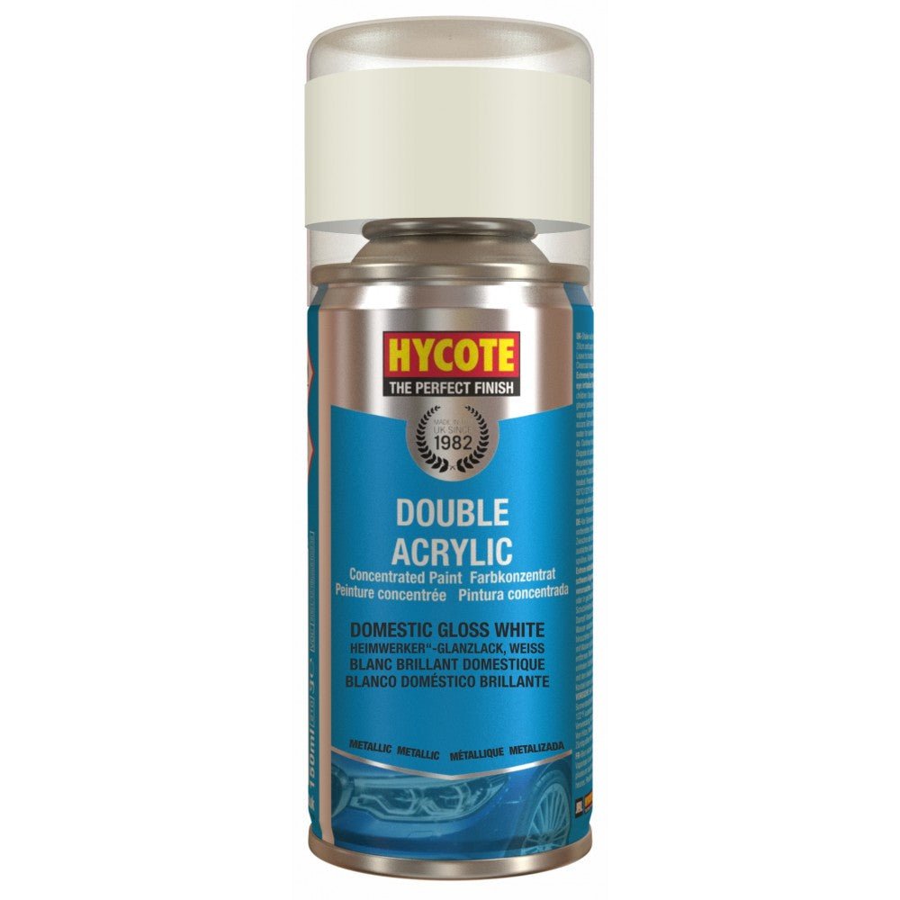 Hycote Domestic Gloss White Double Acrylic Spray Paint 150Ml Xdpb910-McCormickTools