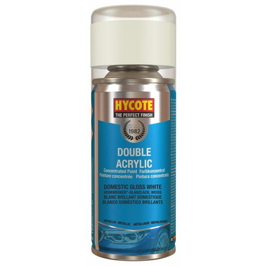 Hycote Domestic Gloss White Double Acrylic Spray Paint 150Ml Xdpb910